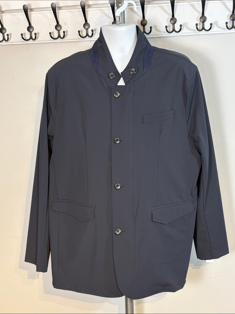 Patrick Assaraf Men's Lightweight Navy Button-Front two way zip Jacket NWT XXL